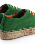 Alpargatas con cordones mujer blucher piel verde