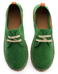 Alpargatas con cordones mujer blucher piel verde