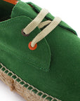 Alpargatas con cordones mujer blucher piel verde