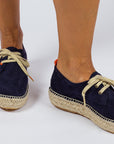 Alpargatas con cordones mujer blucher piel marino 19