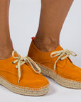 Alpargatas con cordones mujer blucher piel orange