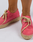 Alpargatas con cordones mujer blucher piel chicle