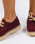 Alpargatas con cordones mujer blucher piel berenjena