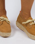 Alpargatas con cordones mujer Blucher piel arena