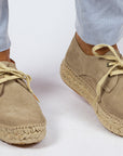 Alpargatas con cordones mujer blucher piel piedra