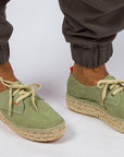 Alpargatas con cordones mujer blucher piel menta