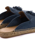 Mocasín Slipper Borlas Piel Aguamar
