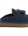 Mocasín Slipper Borlas Piel Aguamar