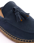 Mocasín Slipper Borlas Piel Aguamar