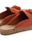 Mocasín Slipper Borlas Piel Coral