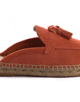 Mocasín Slipper Borlas Piel Coral