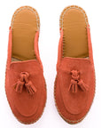 Mocasín Slipper Borlas Piel Coral