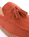 Mocasín Slipper Borlas Piel Coral