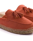 Mocasín Slipper Borlas Piel Coral