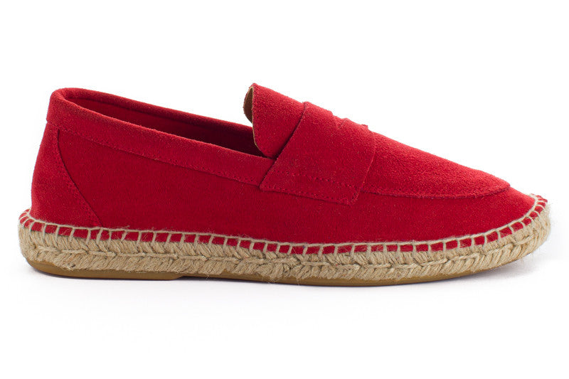 Mocasín Piel Serraje Rojo