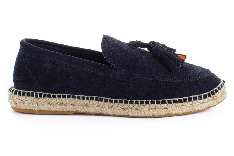 Mocassini in pelle blu navy con nappine