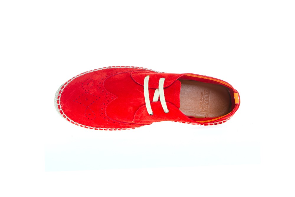Oxford Piel Serraje Rojo