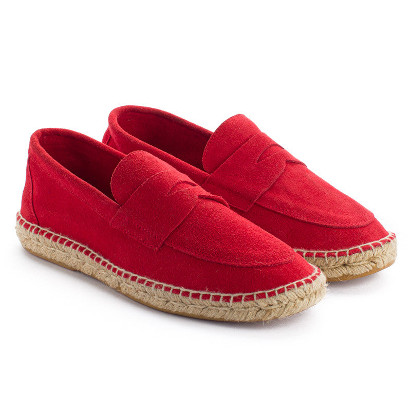 Mocasín Piel Serraje Rojo
