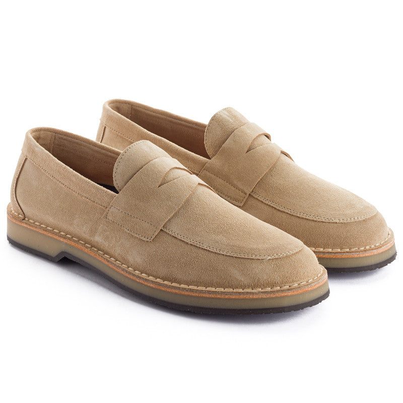 Mocassino In Pelle Crosta Beige