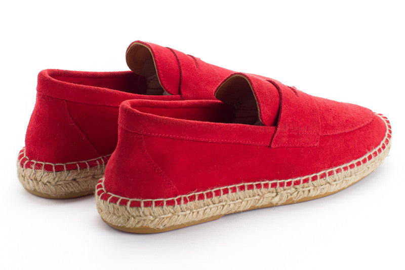Mocasín Piel Serraje Rojo