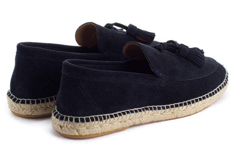 Mocassini in pelle blu navy con nappine