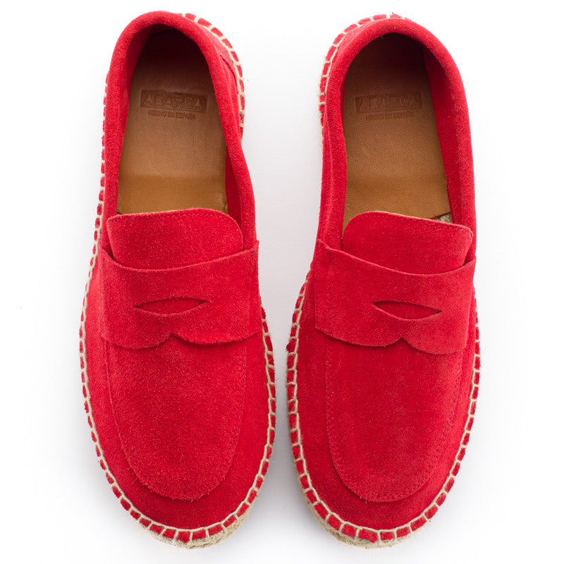 Mocasín Piel Serraje Rojo