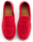 Mocasín Piel Serraje Rojo