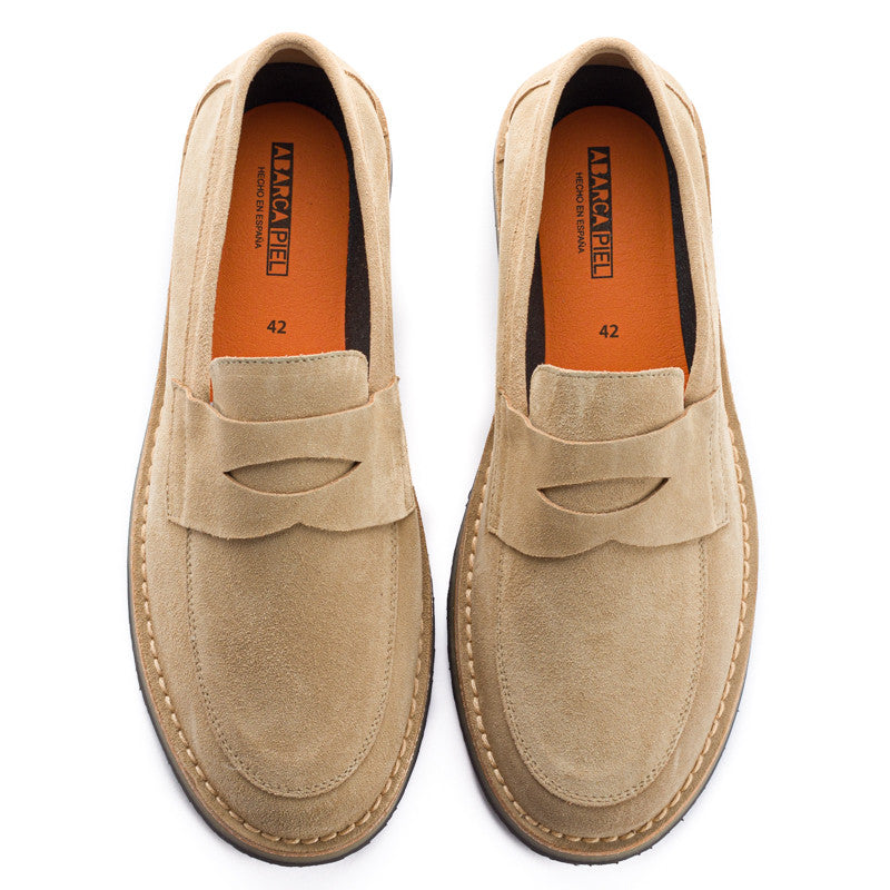Mocassino In Pelle Crosta Beige