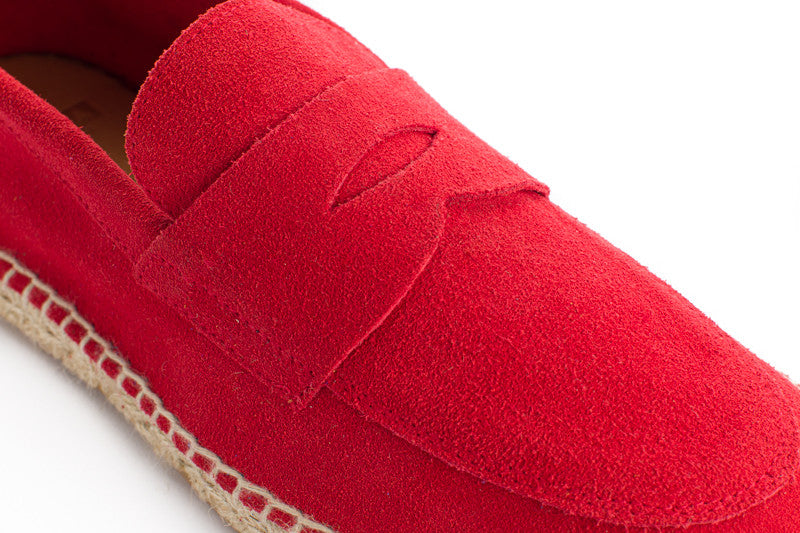 Mocasín Piel Serraje Rojo