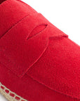 Mocasín Piel Serraje Rojo