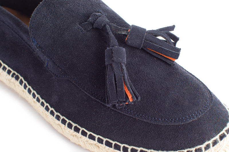 Mocassini in pelle blu navy con nappine