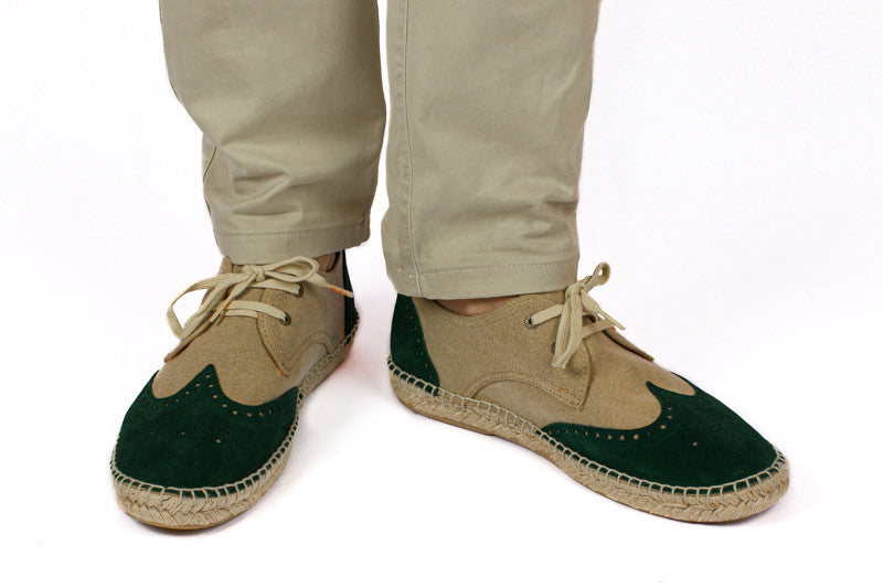 Oxford Leather beige + emerald
