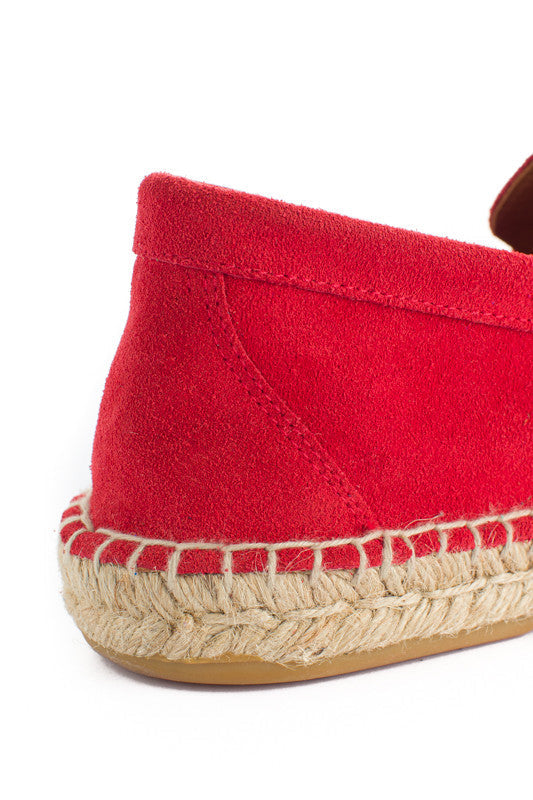 Mocasín Piel Serraje Rojo