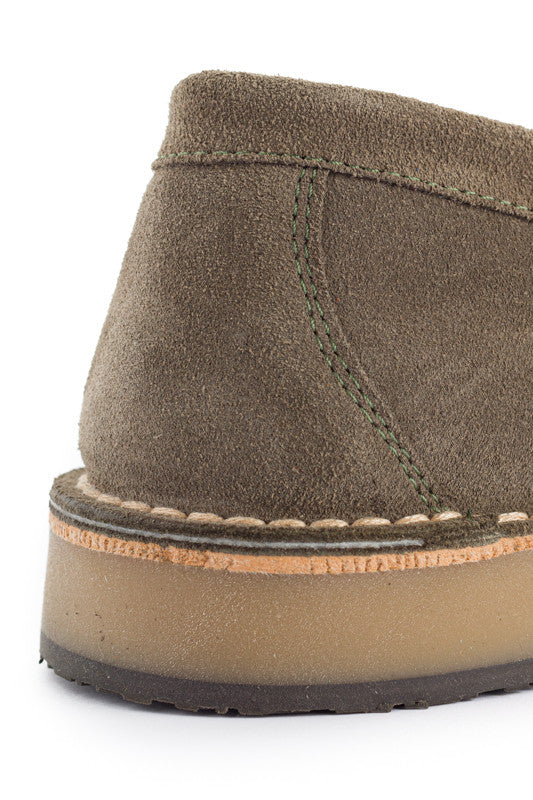 Mocassino In Pelle Crosta Grigio Verde