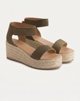 Alpargatas cuña piel Mallorca Kaki