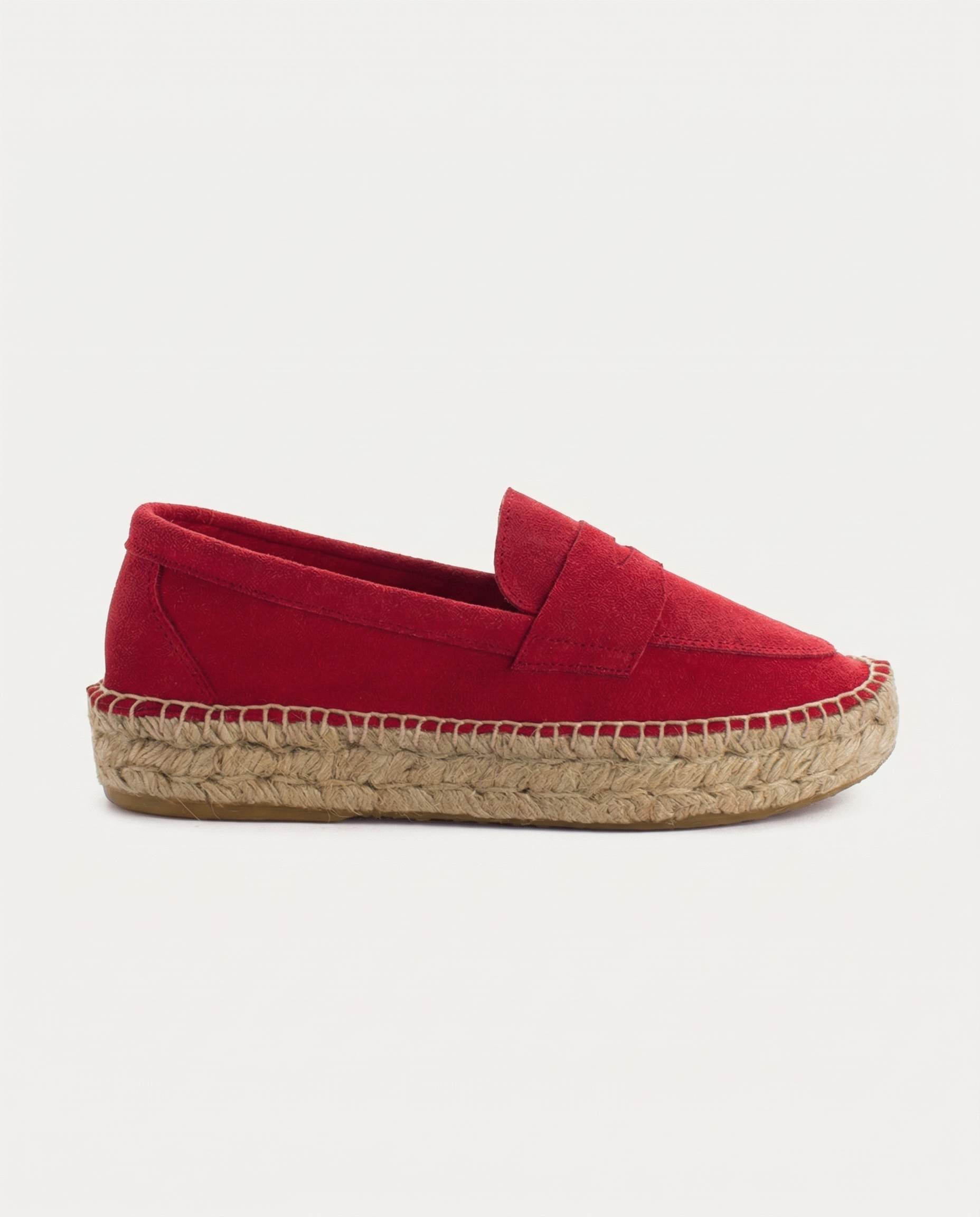 Mocasín Piel Serraje Rojo