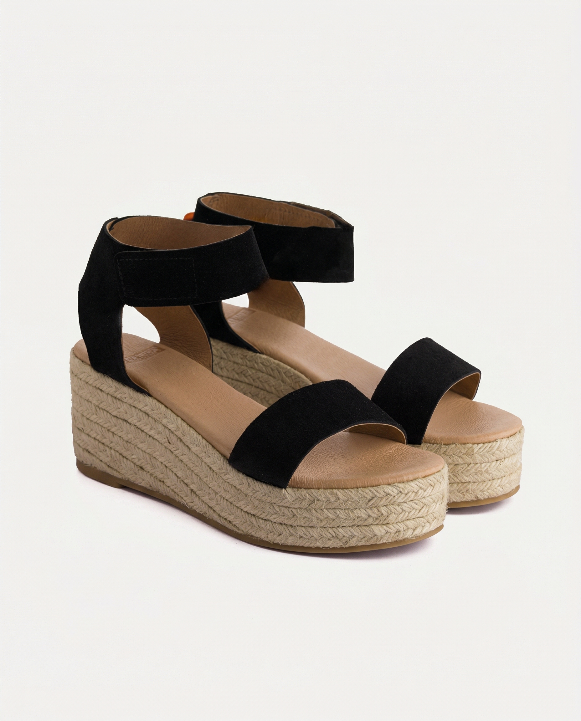 Alpargatas cuña piel Mallorca Negra