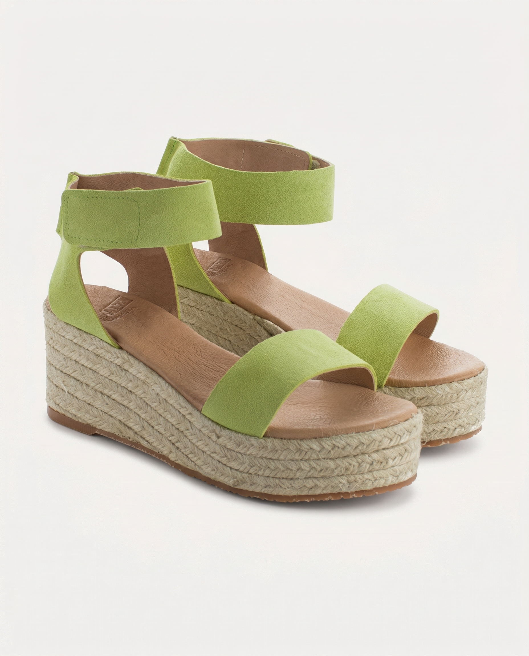 Alpargatas cuña piel Mallorca Pistacho