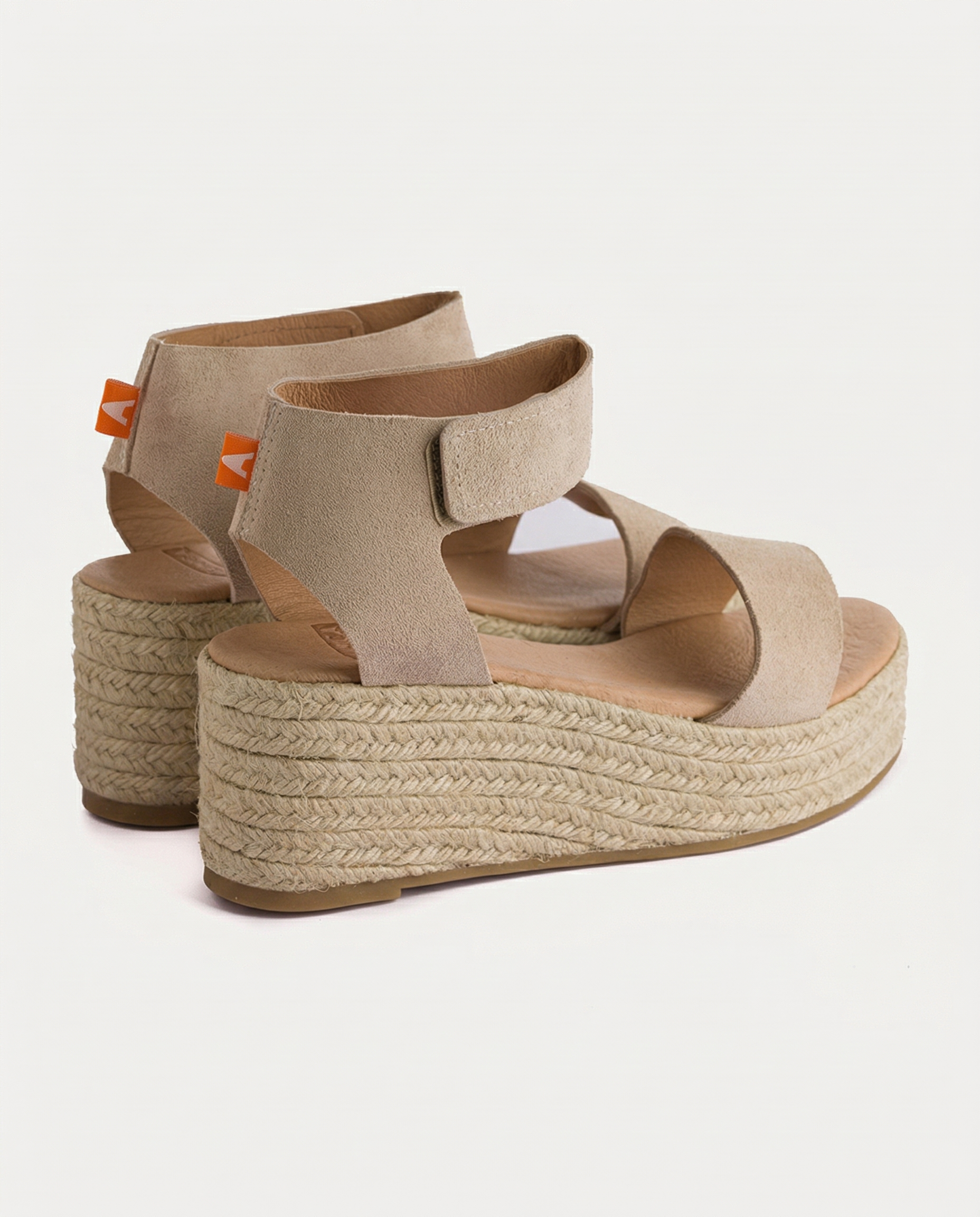 Alpargatas cuña piel Mallorca Greige