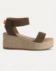 Alpargatas cuña piel Mallorca Kaki