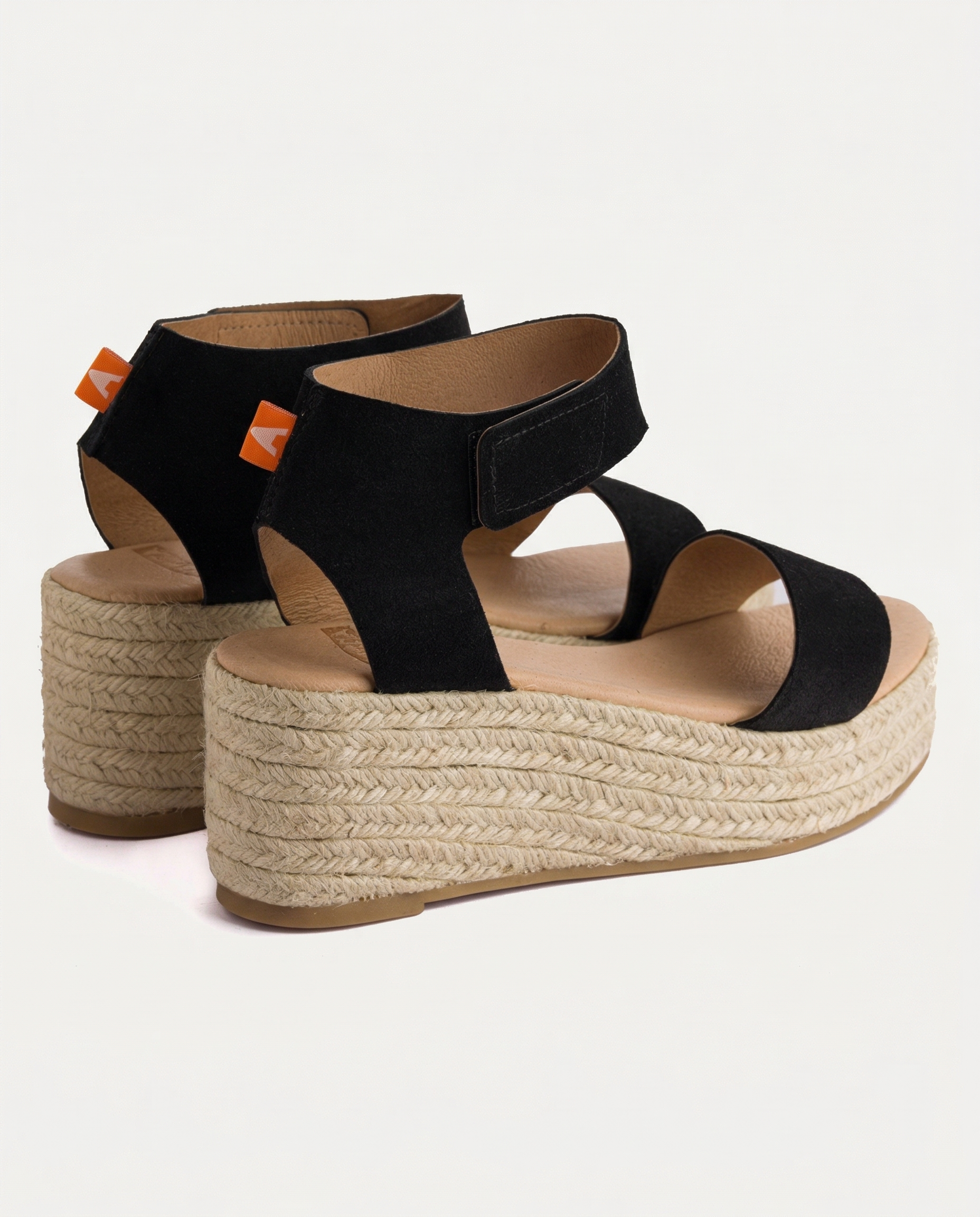 Alpargatas cuña piel Mallorca Negra