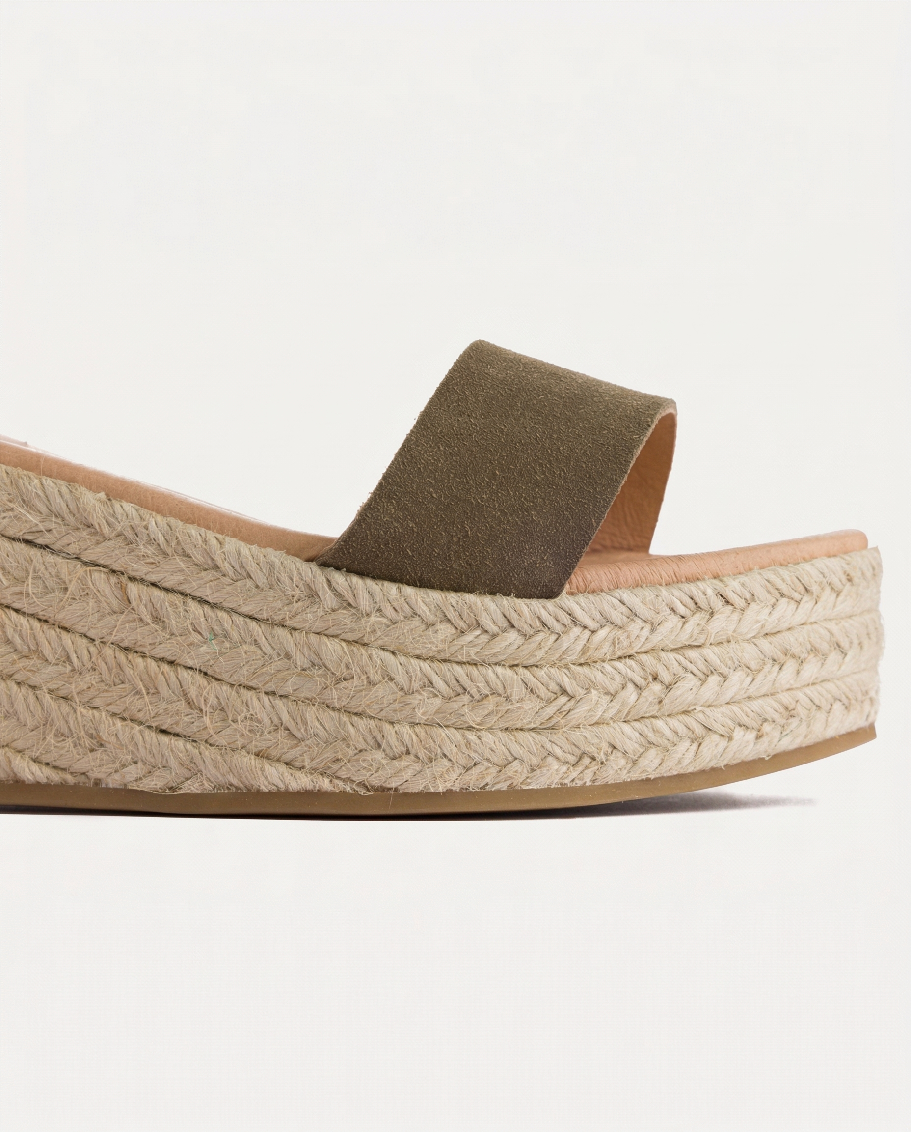 Alpargatas cuña piel Mallorca Kaki