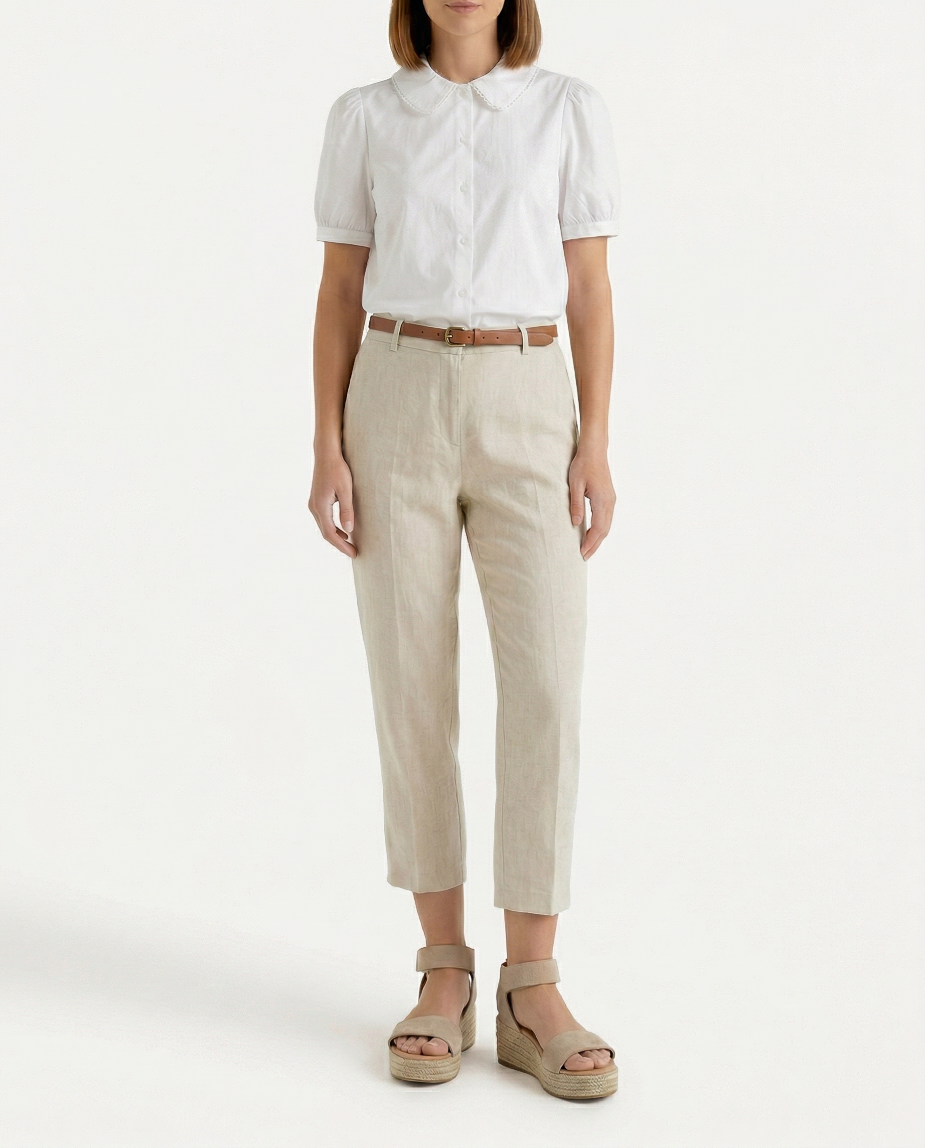 Alpargatas cuña piel Mallorca Greige