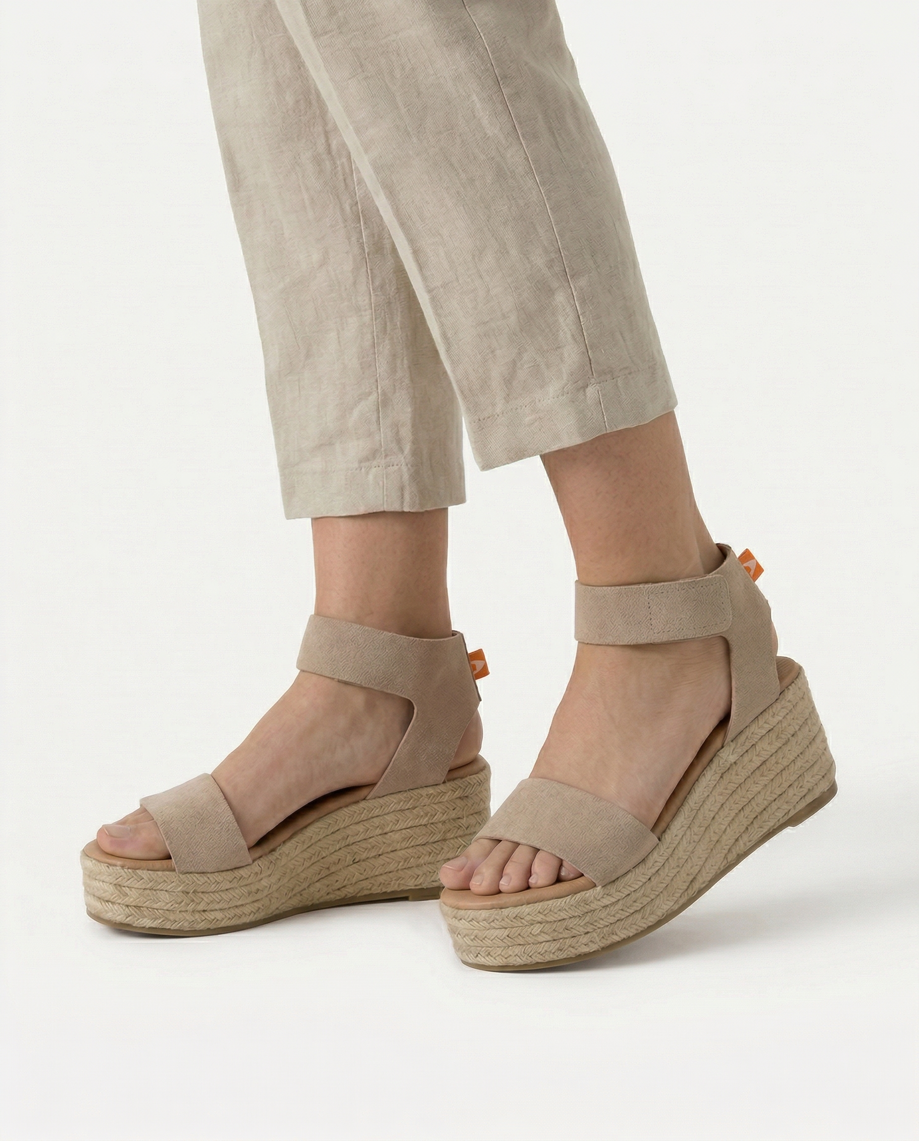 Alpargatas cuña piel Mallorca Greige