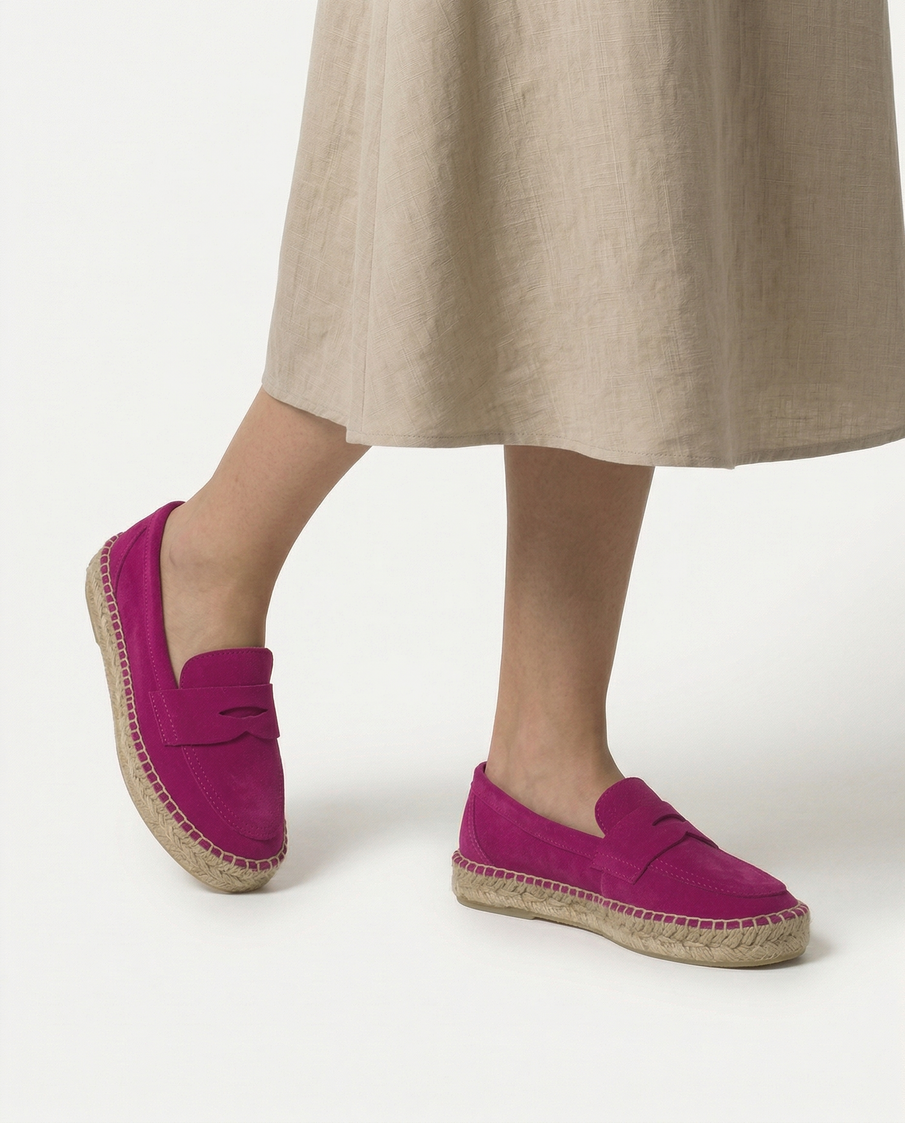 Mocasín Piel Serraje Fucsia