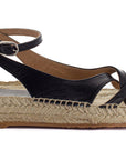 Black Menorca leather jute sandals