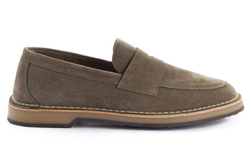 Gray Green Split Leather Moccasin