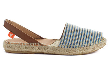 Leather Menorcan Sandals With Blue Stripes
