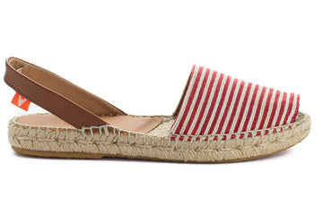Leather Menorcan Sandals With Red Stripes